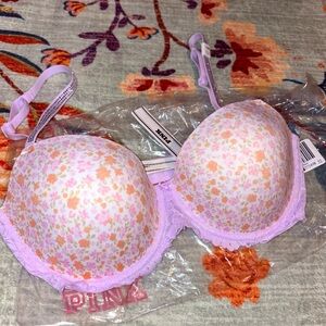 NWT VICTORIAS SECRET PINK WINK RHINESTONE STRAP LIGHTLY LINED BRA SIZE 34DD